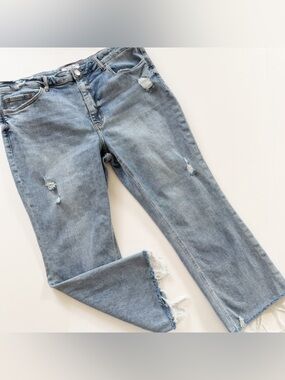 Arula Jeans Womens Plus Sz 20 Kick Crop Ankle Flare Distressed Stretch